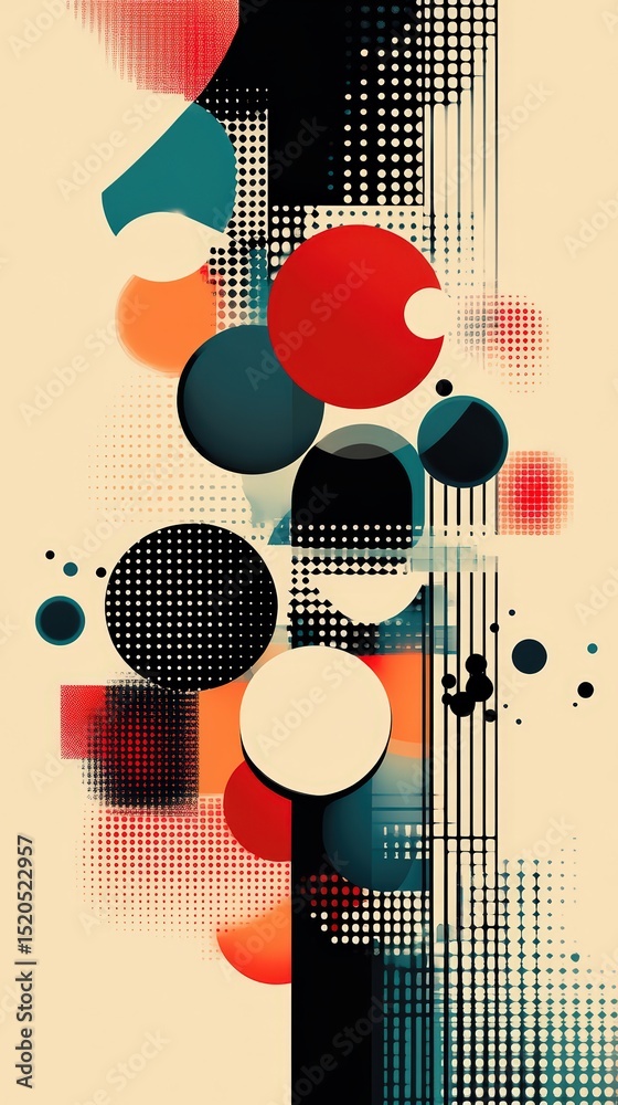 Poster dynamic interplay of geometric forms and textures creating visual harmony