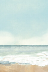 Beach waves background, oil pastel illustration