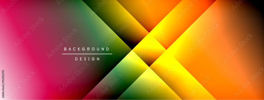 Poster Abstract gradient design. Vivid colors blend, forming geometric shapes. Text reads background design. Modern, dynamic visual presentation.