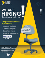 Hiring Job flyer design, We are hiring Job advertisement flyer poster template