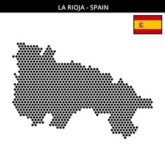 Medium hexagonal dotted map of la-rioja in Spain