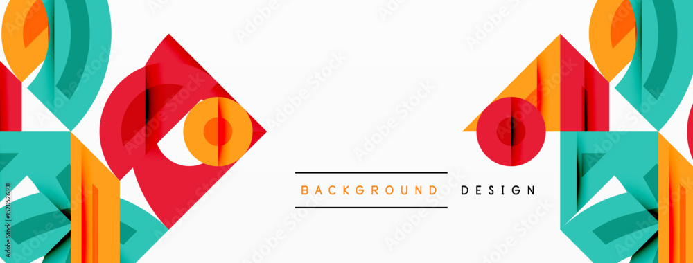 Poster abstract geometric shapes, vibrant colors, modern design. background features overlapping squares, t