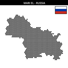 Medium hexagonal dotted map of Mari-El in Russia