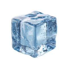 Obraz premium Single ice cube 3d render isolated on transparent background