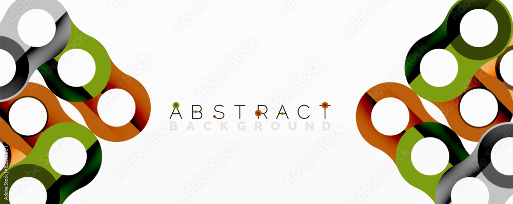 Poster modern vector illustration. colorful circles connect forming abstract design. bright shapes create d