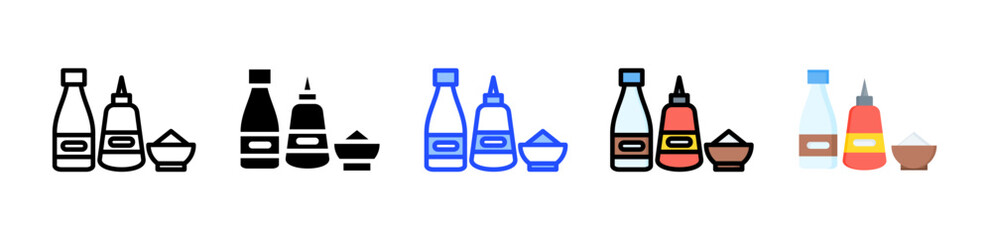 Fototapeta premium Condiment Icon Collection With Multiple Styles