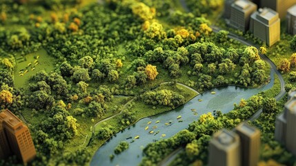 Close up of urban wildlife restoration programs using habitat restoration, green spaces, and wildlife corridors to support biodiversity and help species adapt to urban environments