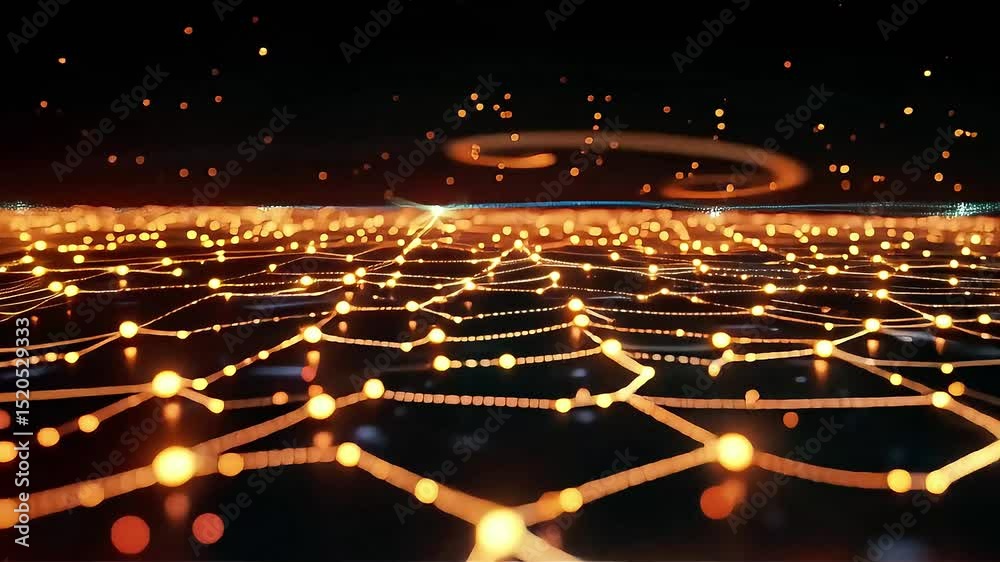 Poster Illuminated Web: A Nighttime Light Display of Interconnected Glowing Nodes