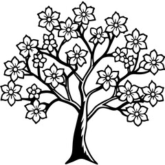 Simple Sakura Blossom Tree Vector on White