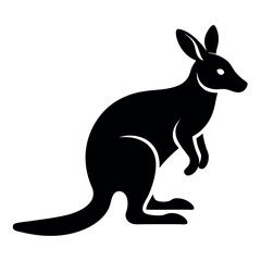 Black Kangaroo Silhouette Vector isolated on white background