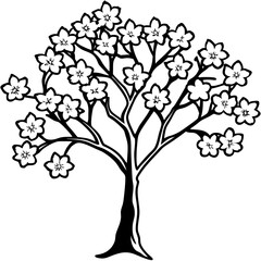 Obraz premium Minimalist Cherry Blossom Tree Illustration