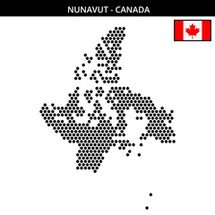 Medium hexagonal dotted map of Nunavut in Canada