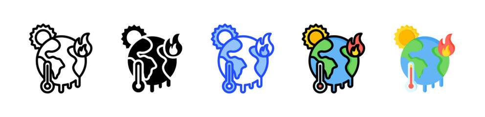 Climate Change Icon Collection With Multiple Styles