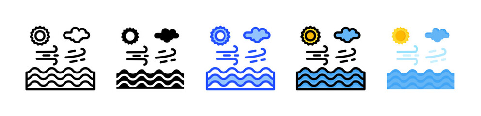 Sea Breeze Icon Collection With Multiple Styles