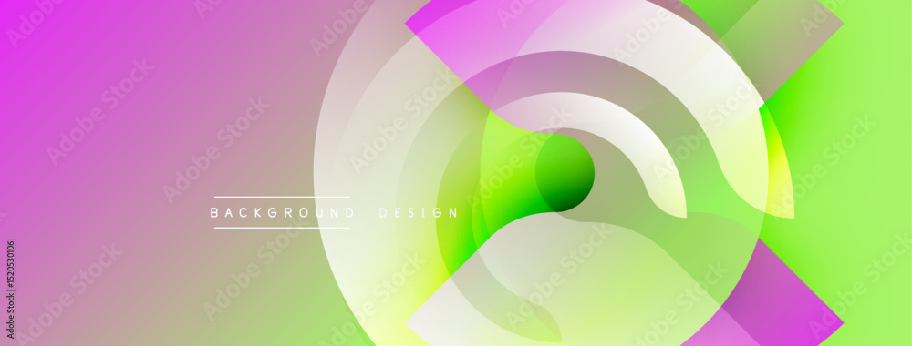 Poster abstract vibrant design features overlapping circles, gradients. pink, green hues create modern aest