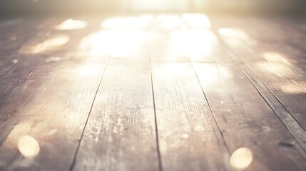 Sunlight streams across weathered wooden planks.