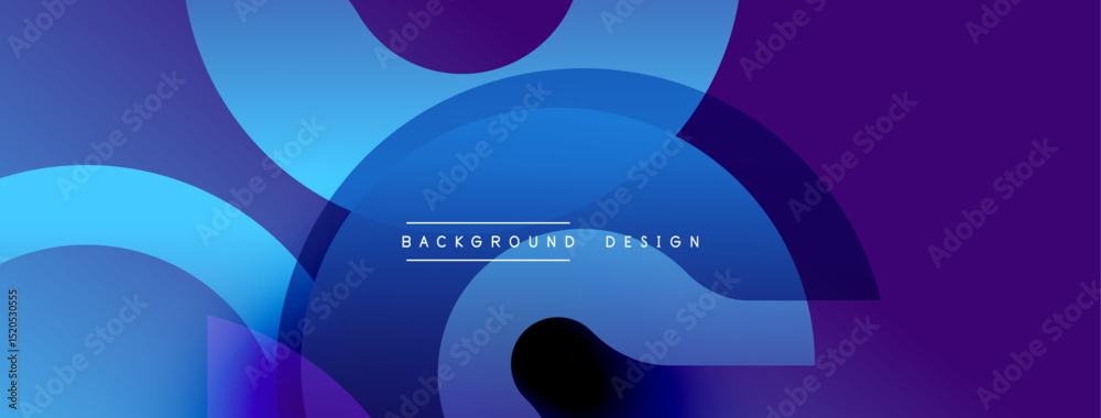 Poster Abstract gradient shapes overlap, creating dynamic visual effect. Blue, purple hues dominate composition. Text reads background design.