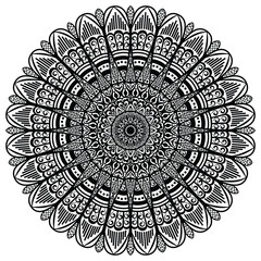 Black and white beautiful mandala design. Beautiful mandala design for coloring book, lace, swirl, henna, tattoo, logo, frame, card, pattern, background and  wallpaper. 