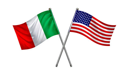 Fototapeta premium Italian and American flags vector isolated on white background 