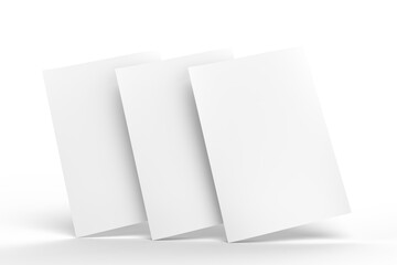 3D realistic blank A4 format paper flyer mockup isolated. Sheet design template for presentation poster, newspaper, flyer, brochure, cover, magazine, card, paper note, postcard, letter or invitation