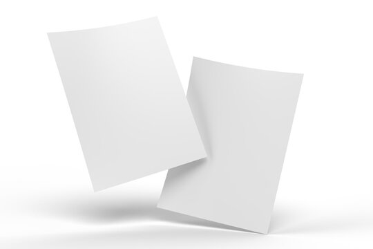 3D realistic blank A4 format paper flyer mockup isolated. Sheet design template for presentation poster, newspaper, flyer, brochure, cover, magazine, card, paper note, postcard, letter or invitation