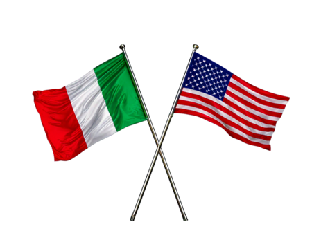 Italian and American flags vector isolated on white background 