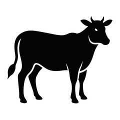 Black Cow Silhouette Vector Icon isolated on white background