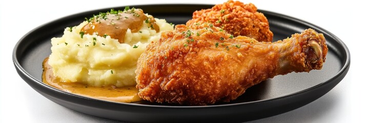 Delicious Crispy Fried Chicken with Creamy Mashed Potatoes and Gravy