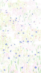 Sketched png summer flower pattern transparent background