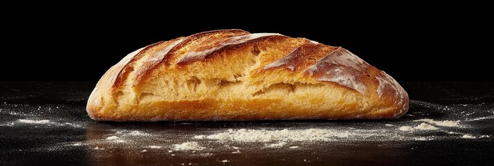 Artisan Bread: A Golden Loaf on Black Background
