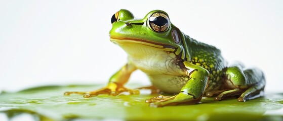 Magnificent Green Frog on a Lily Pad