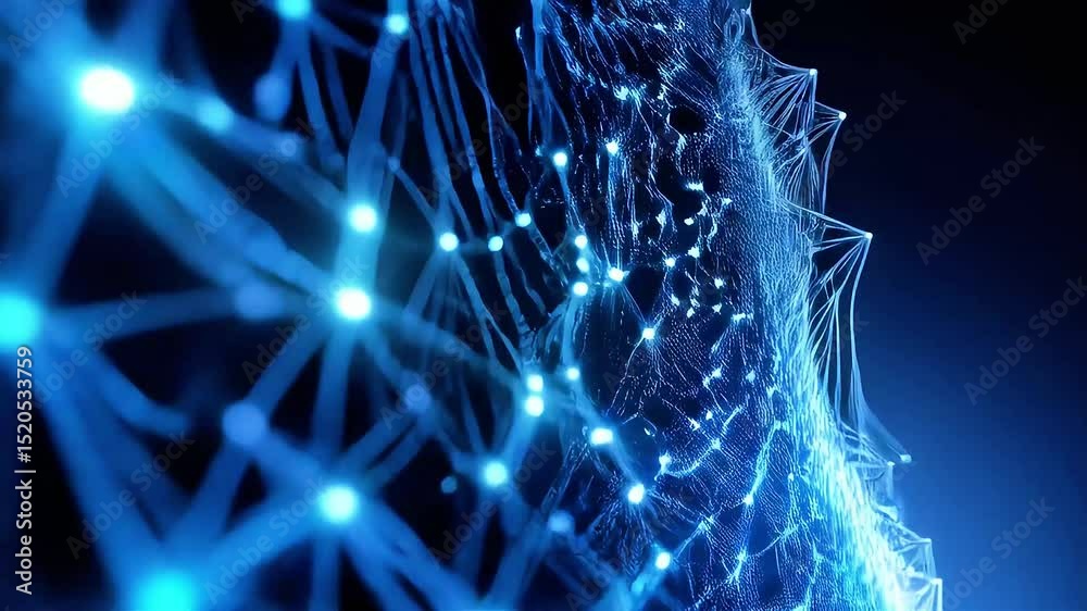 Poster abstract blue network: dynamic data visualization
