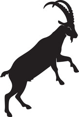 Mountain Goat Climbing Rock Silhouette in Wild Terrain