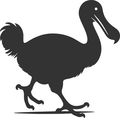 Cute animal vector bird silhouette of a dodo art drawing