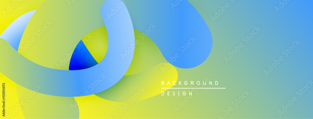 Aufkleber abstract fluid shapes overlap, creating vibrant color gradients. blue, yellow, green hues blend seam