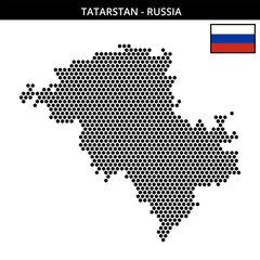 Medium hexagonal dotted map of Tatarstan in Russia