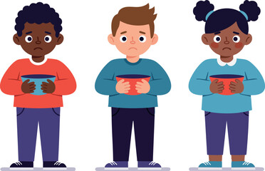 Obraz premium Diverse children playing handheld video games with focused expressions vector illustration 
