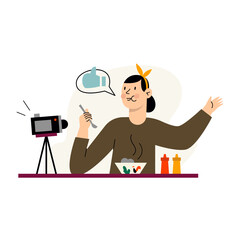 Vlogger Reviewing Street Food