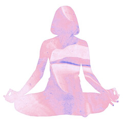 Woman meditating png sticker, pink design, transparent background