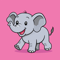Cute Playing Elephant Vector Illustration