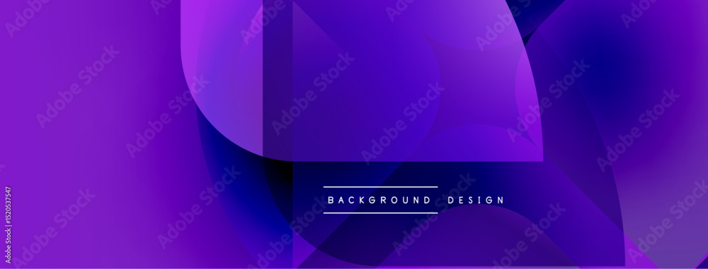 Fototapete Abstract purple design. Overlapping shapes create dynamic visual effect. Modern background with text element.
