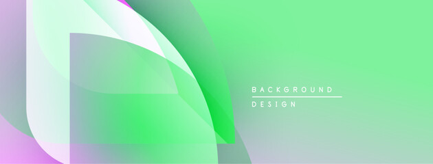Abstract gradients blend, creating soft shapes. Light green dominates, with purple accents. Minimal text indicates background design elements.