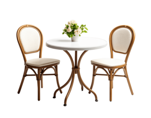 Round bistro table and chairs set for outdoor dining cafe restaurant