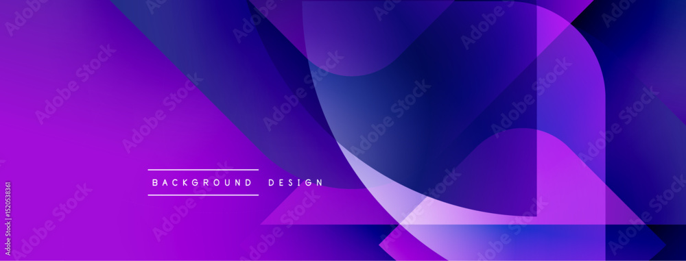 Poster Abstract purple gradient background. Overlapping shapes create dynamic visual effect. Modern design suitable for digital projects.