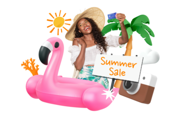 Summer sale png word element, 3D collage remix, transparent background