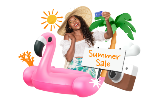 Summer sale png word element, 3D collage remix, transparent background