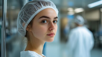 A patient looking at their reflection in a hospital mirror, contemplating their journey 