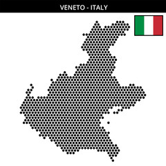 Obraz premium Medium hexagonal dotted map of veneto in Italy