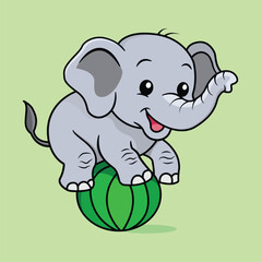Cute Playing Elephant Vector Illustration