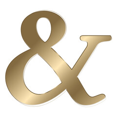 Ampersand png gold metallic symbol, transparent background